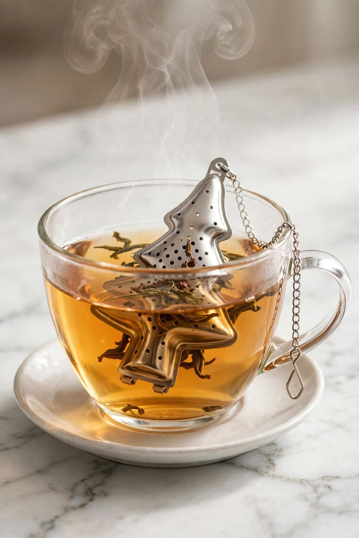 🎄 Christmas Tree Tea Infuser – Silver | Reusable Loose Leaf Tea Strainer