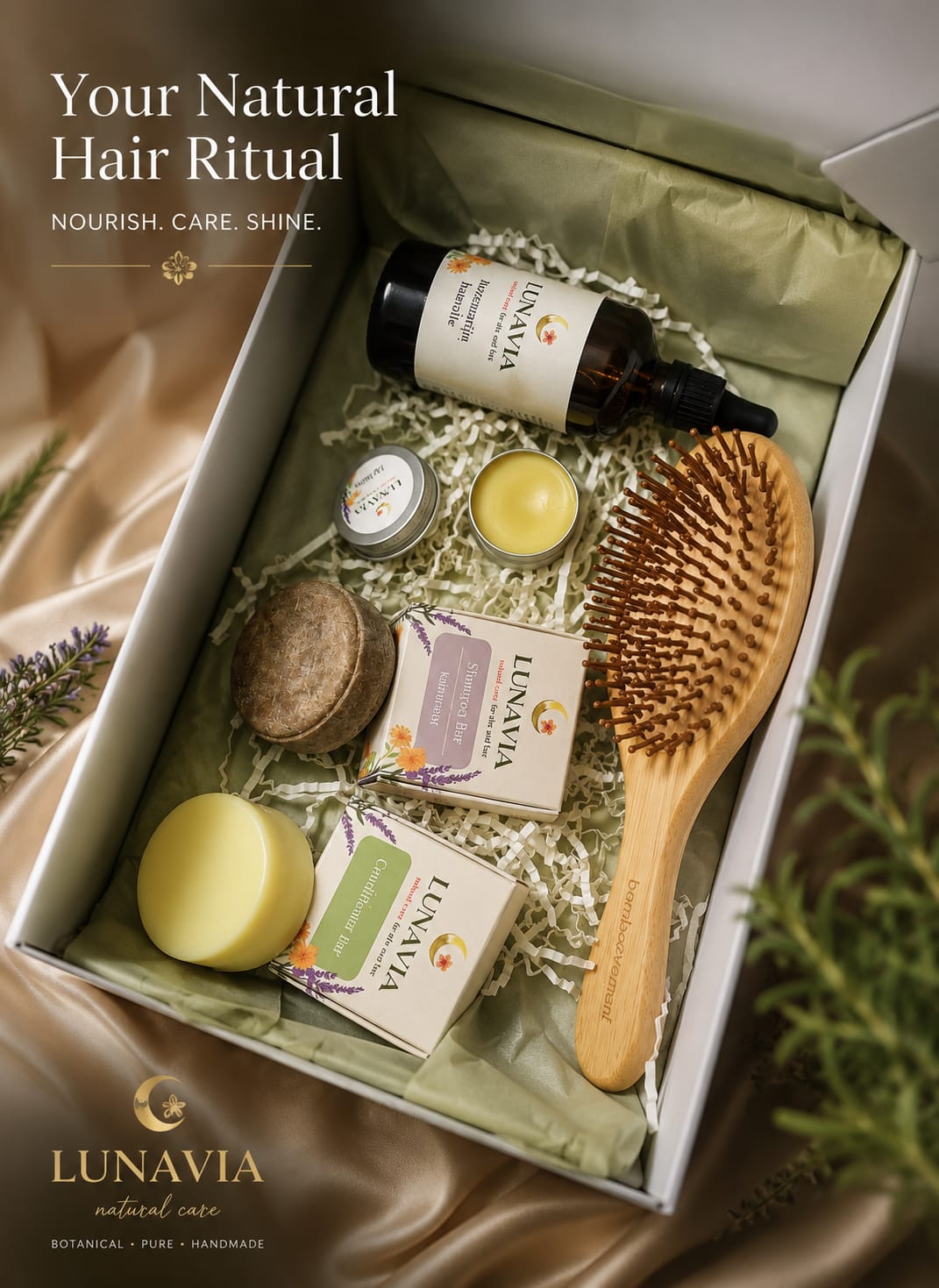 Natural Hair Care Gift Set | Rosemary Hair Oil & Herbal Hair Ritual