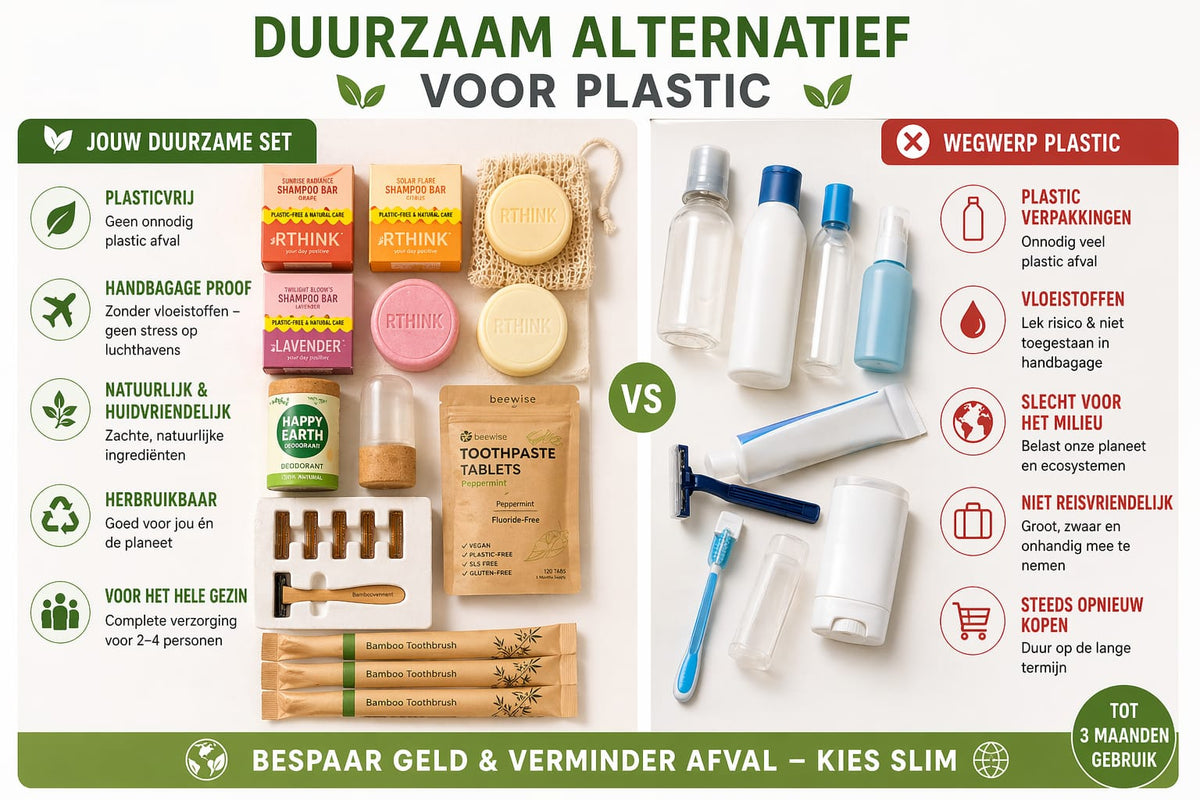 Family Travel Set - Hand Luggage Proof & Plastic-free | Complete Sustainable Travel Kit (4 People)