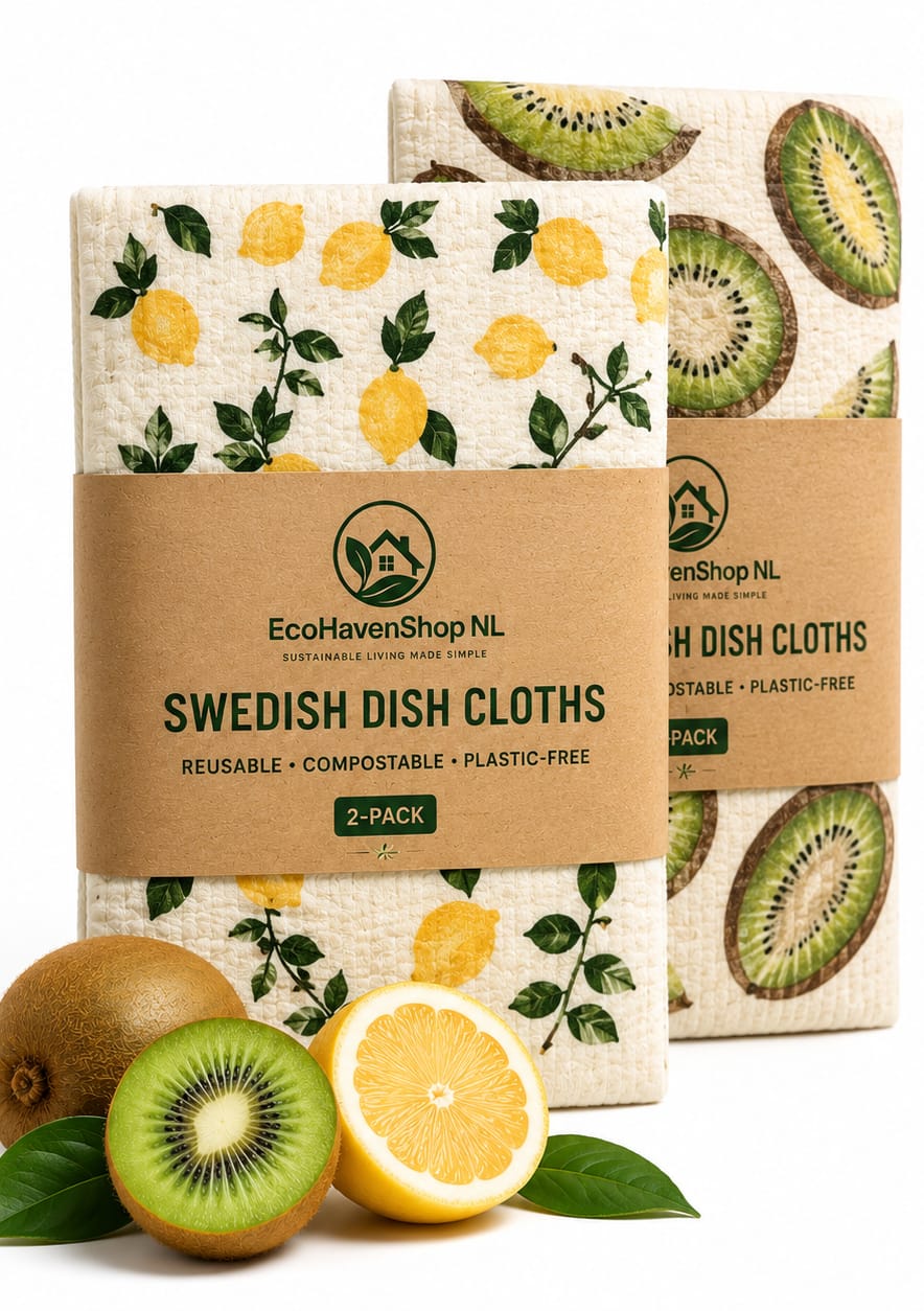 Eco Haven Natural Kitchen Cleaning Starter Set – Coconut, Loofah & Swedish Dish Cloths
