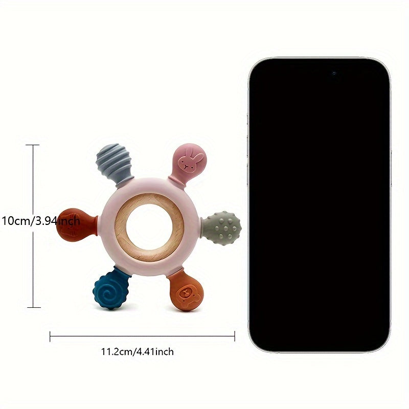 Baby Wooden & Silicone Teether – Rudder Shape