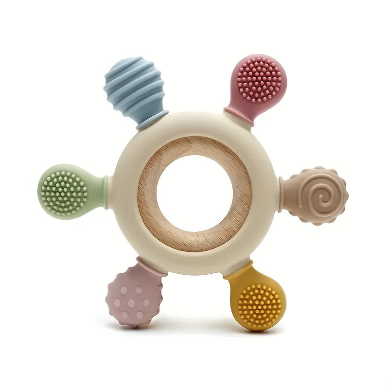 Baby Wooden & Silicone Teether – Rudder Shape