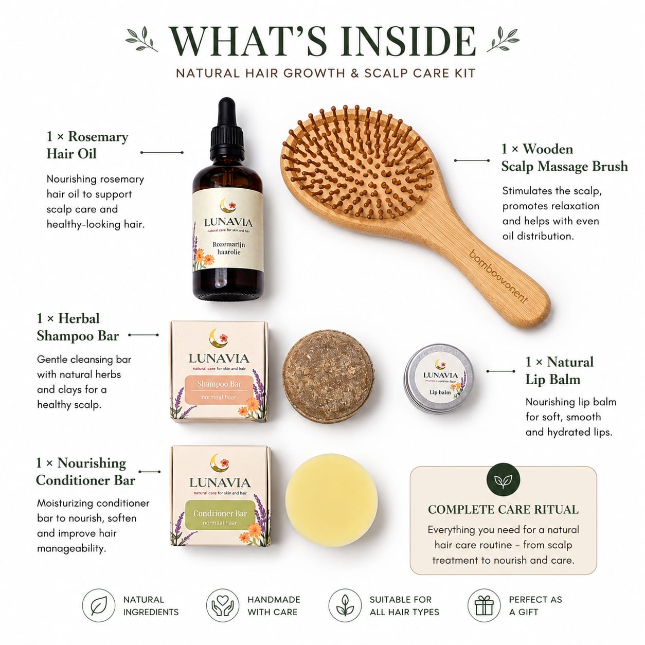 Natural Hair Care Gift Set | Rosemary Hair Oil & Herbal Hair Ritual