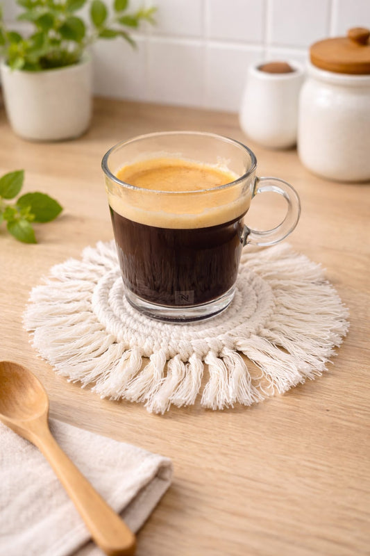 Handmade Macramé Coaster – Boho Cotton Mug Coaster