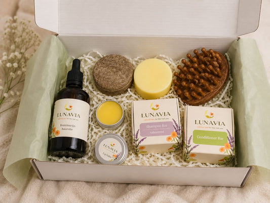 Natural Hair Growth and Scalp Care Kit – Rosemary Hair Oil, Shampoo Bar, Conditioner & Scalp Massage Brush