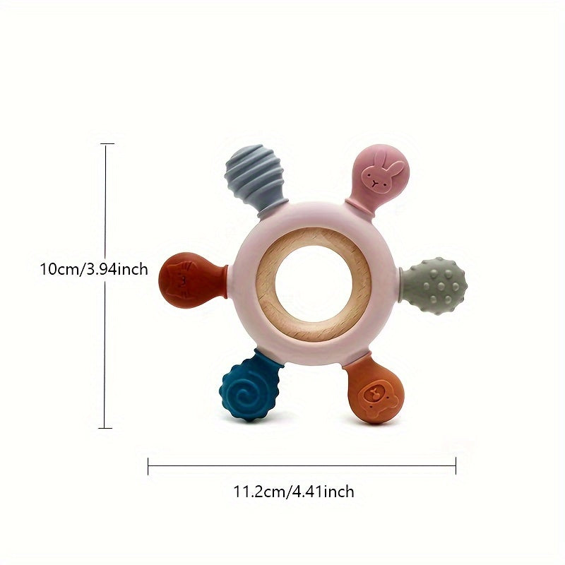 Baby Wooden & Silicone Teether – Rudder Shape