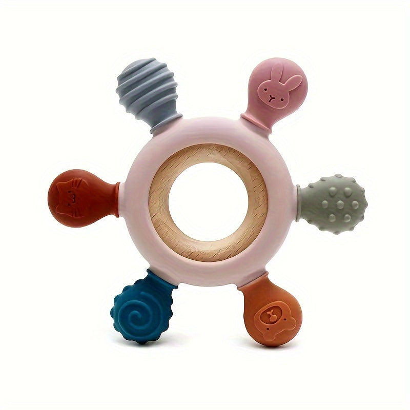 Baby Wooden & Silicone Teether – Rudder Shape