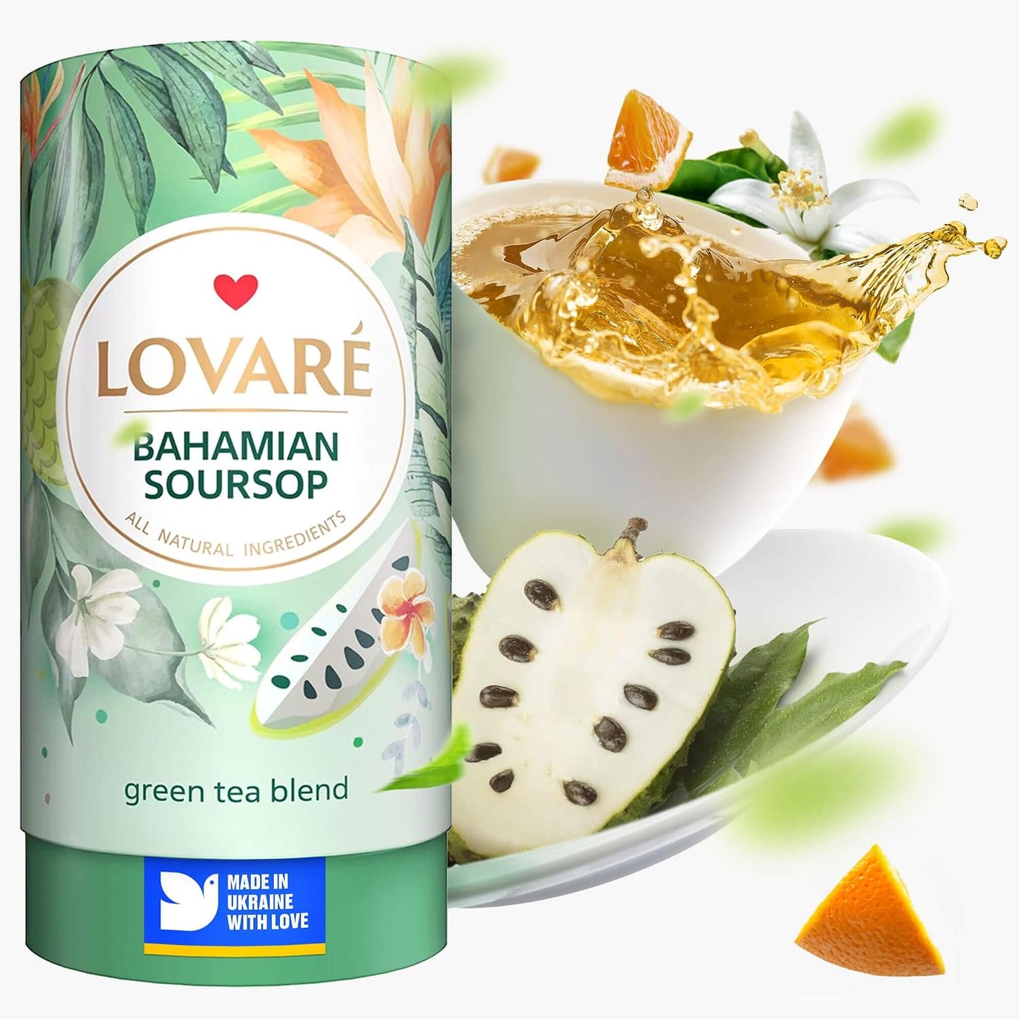 Lovaré Bahamian Soursop Premium Loose Leaf Green Tea – 80 g