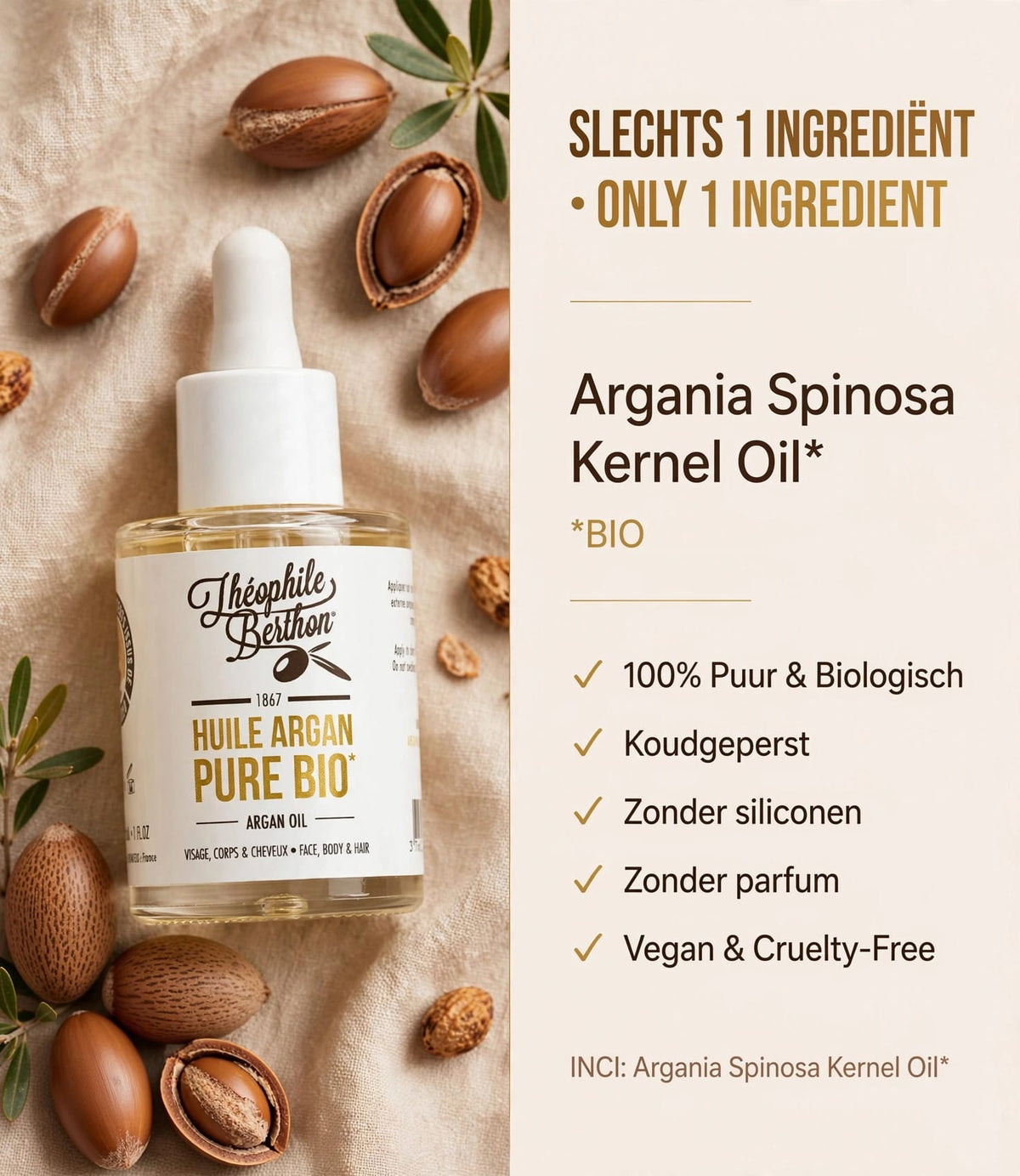 100% Organic Argan Oil – Pure Facial, Body, Hair, Nail & Beard Oil | 30ml