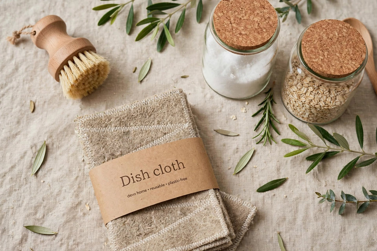 Reusable Hemp Dish Cloth Set – 3 Natural Kitchen Cleaning Cloths | 635 GSM