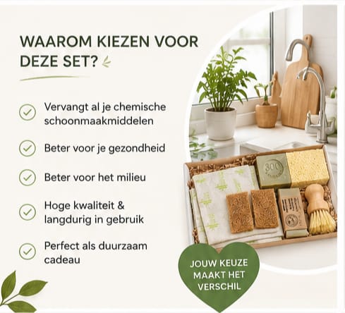Zero Plastic Cleaning & Laundry Set – Coconut Scrubbers, Marseille Soap 300g, Bamboo Brush & Eco Essentials