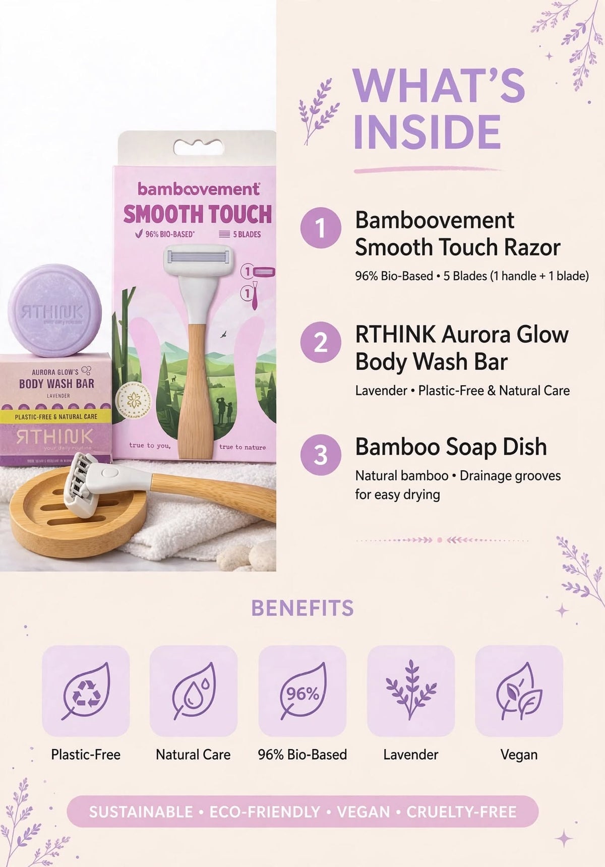 Luxe Eco Scheermes & Douchegel Set | Bamboe Scheerset