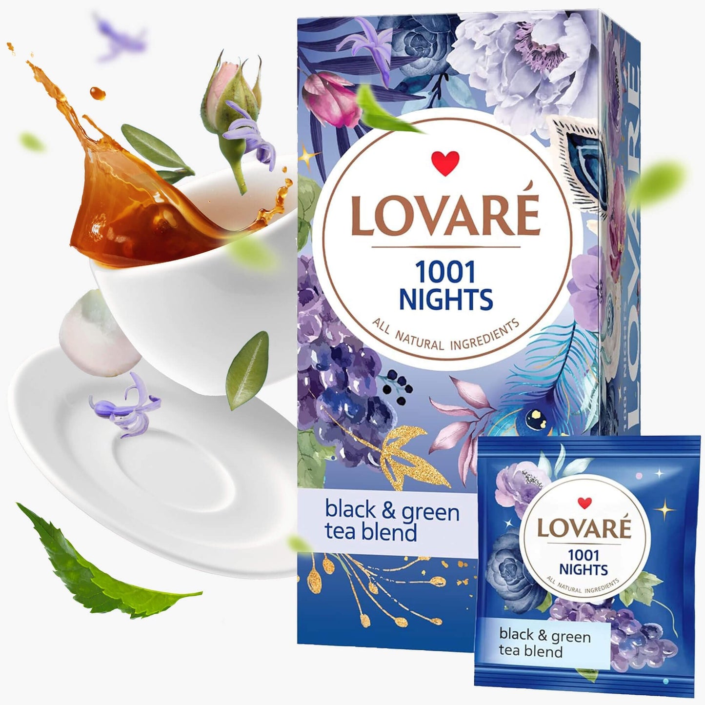 Lovaré 1001 Nights – Premium Black &amp; Green Tea | 24 Individually Wrapped Tea Bags