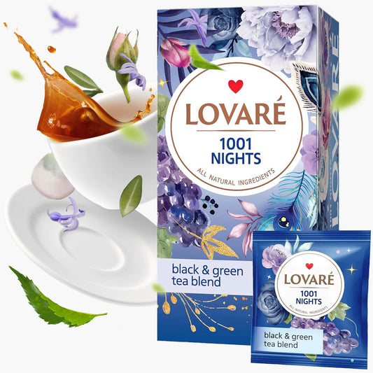 Lovaré 1001 Nachten – Premium Zwarte & Groene Thee | 24 Individueel Verpakte Zakjes