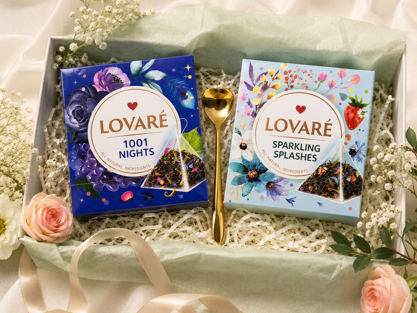 Luxury Tea Gift Set | Lovaré 1001 Nights & Sparkling Splashes | Tea Lover Gift | Mother's Day Gift | Birthday Gift for Women