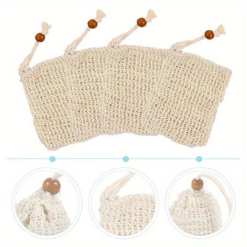 Natural Linen Soap Saver Bags – Eco-Friendly Exfoliating Bath Pouches (Set of 5 or 10)