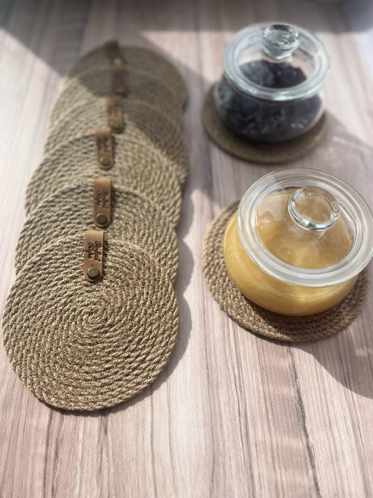 Handmade Jute Coasters – Natural Eco Table Coasters 15 cm | Handgemaakte Jute Onderzetters