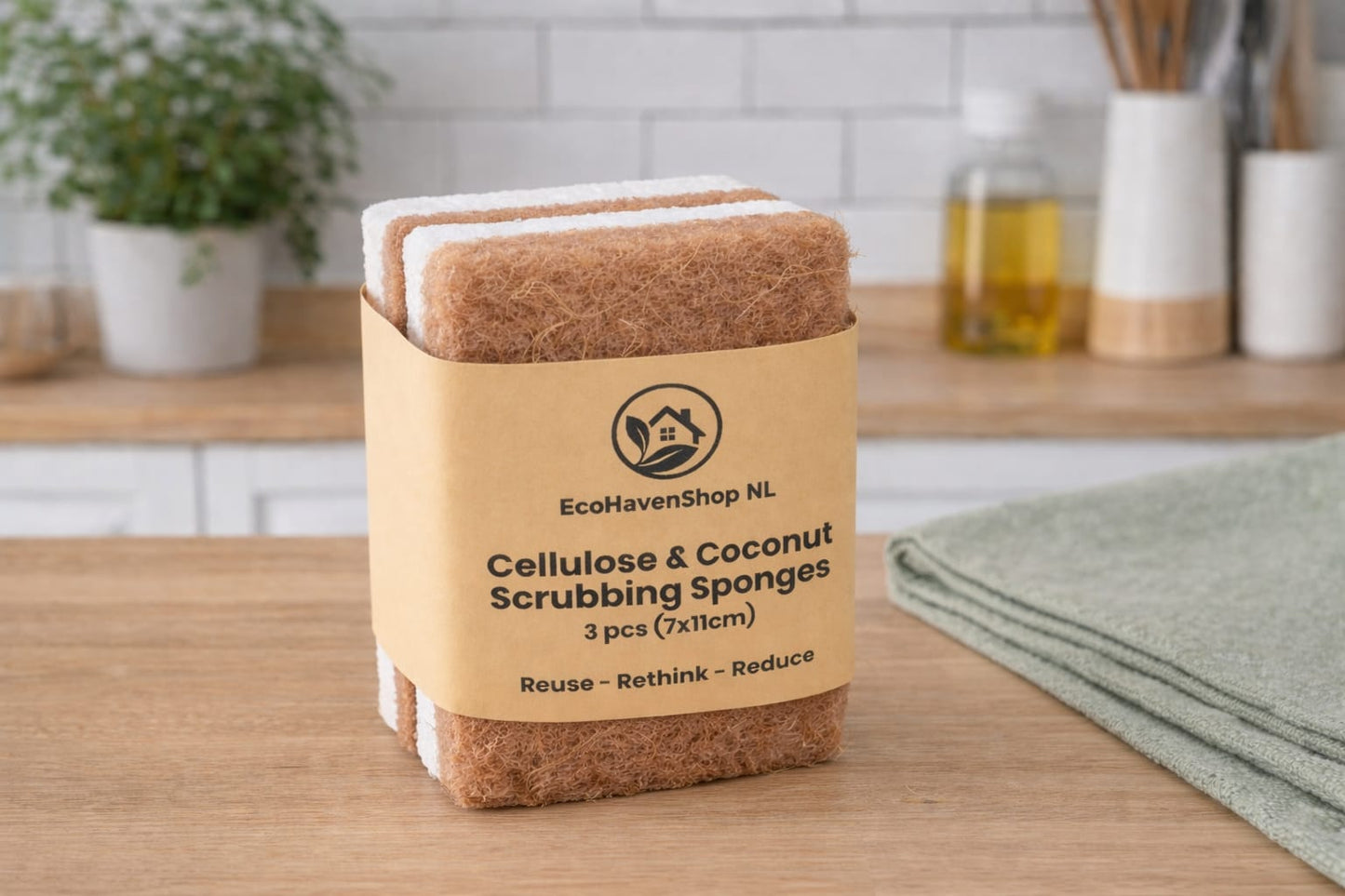 Cellulose & Coconut Scrubbing Sponge 3-6-Pack