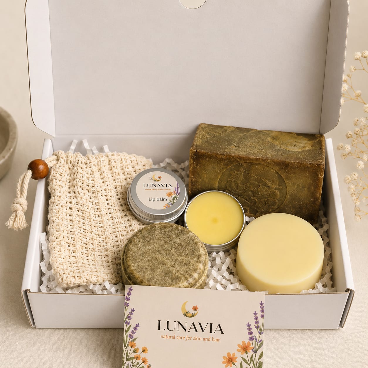 Lunavia Natural Hair Detox Set – Plasticvrije Haarverzorging met Shampoo Bar, Conditioner Bar &amp; Natuurlijke Essentials