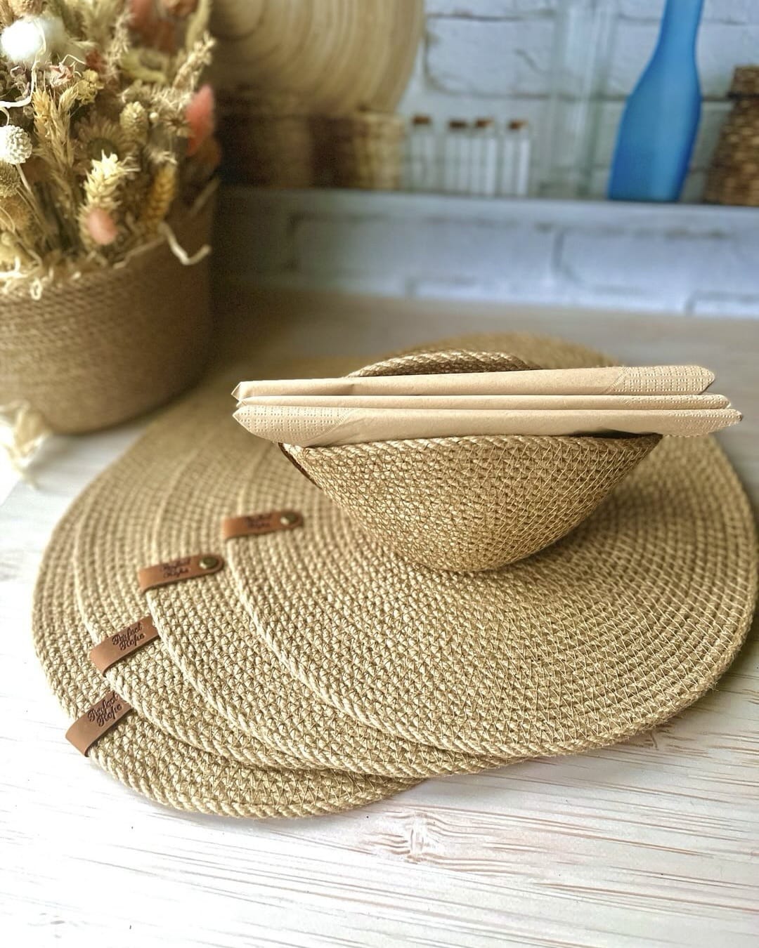 Handmade Round Placemats 30 cm – Onderzetter Bord / Tafel Placemat – Duurzame Tafeldecoratie – Set of 1/4/6