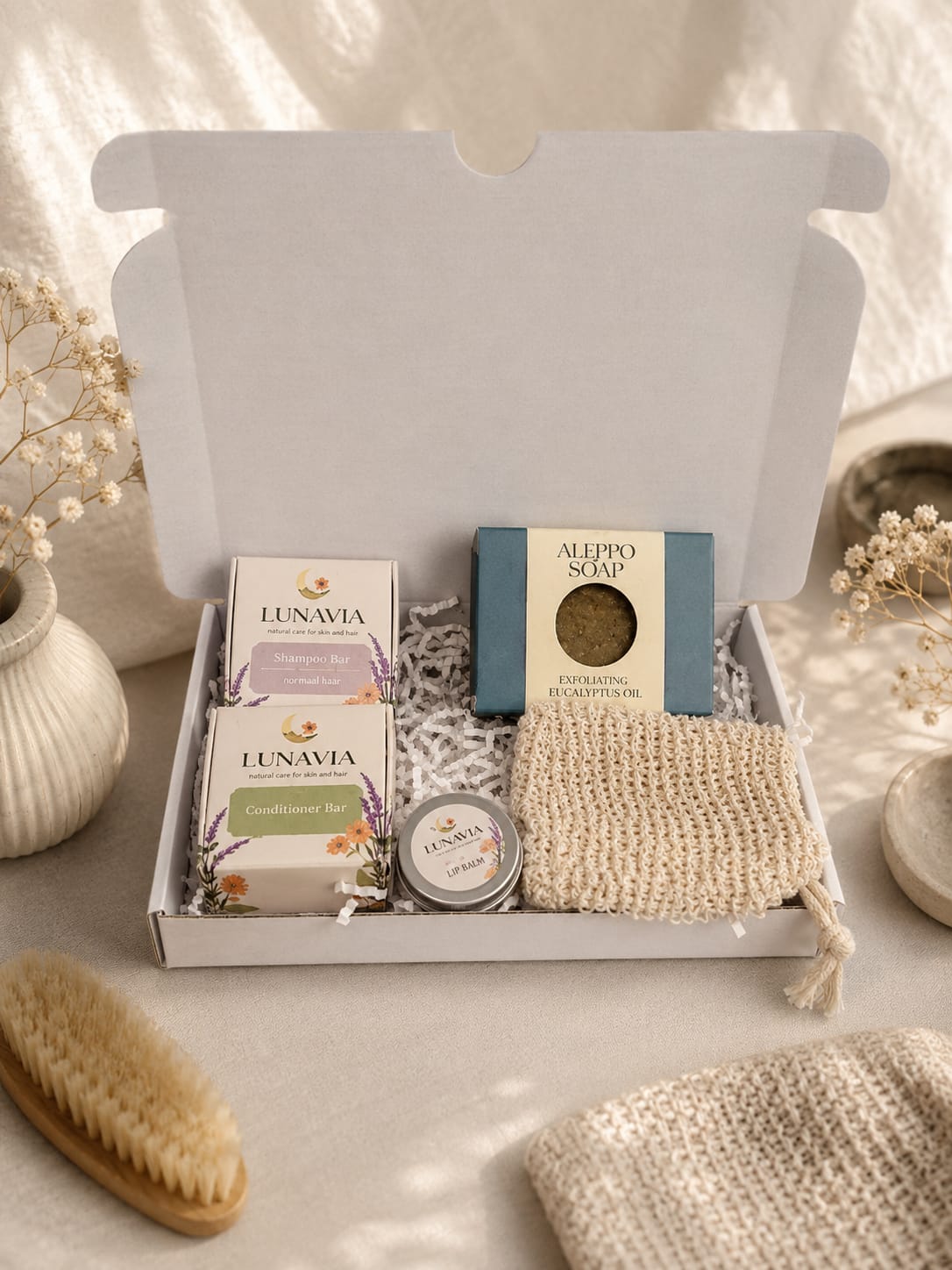 Lunavia Natural Hair Detox Set – Plasticvrije Haarverzorging met Shampoo Bar, Conditioner Bar &amp; Natuurlijke Essentials