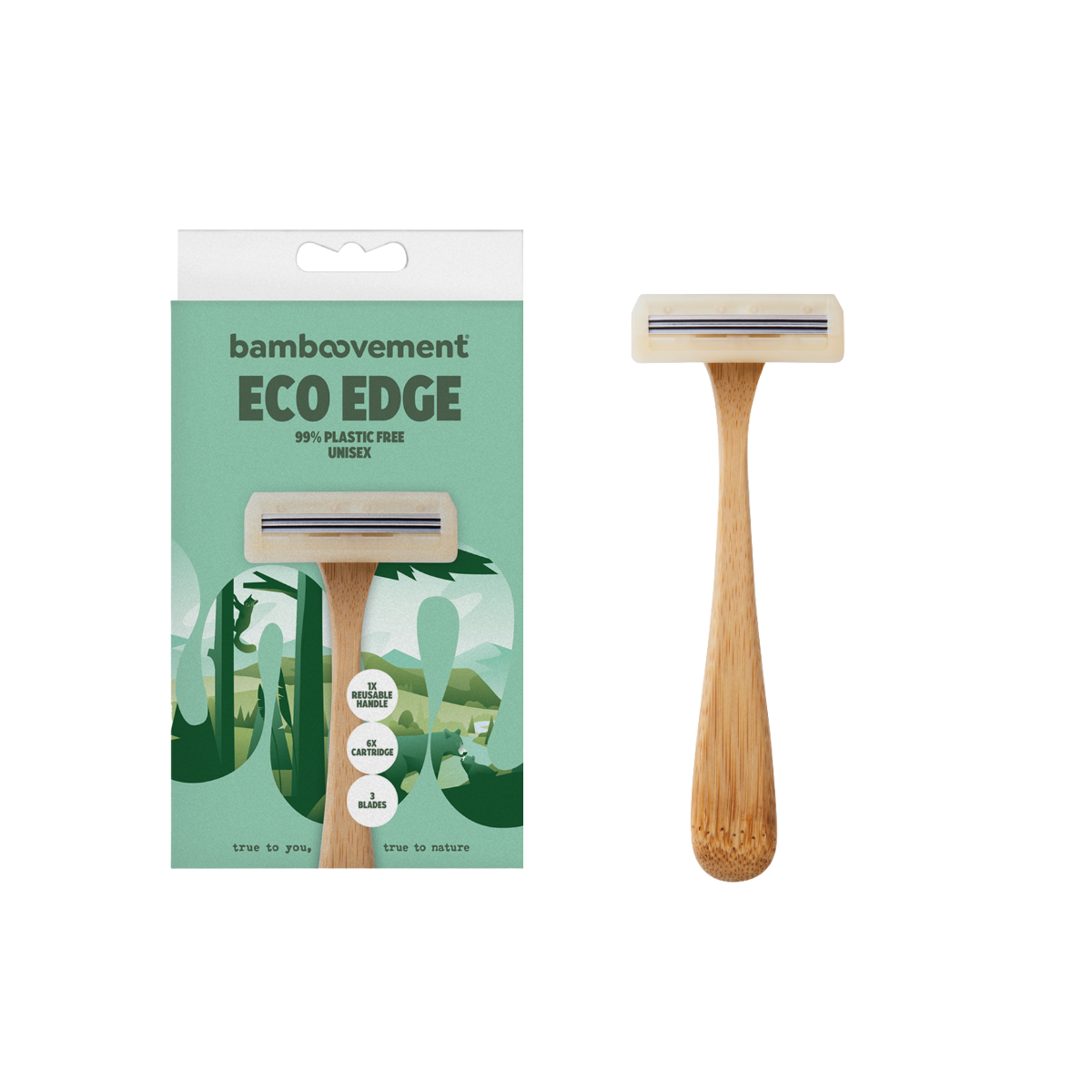 EcoEdge Reusable Razor – 99.9% Plastic-Free Bamboo Shaving
