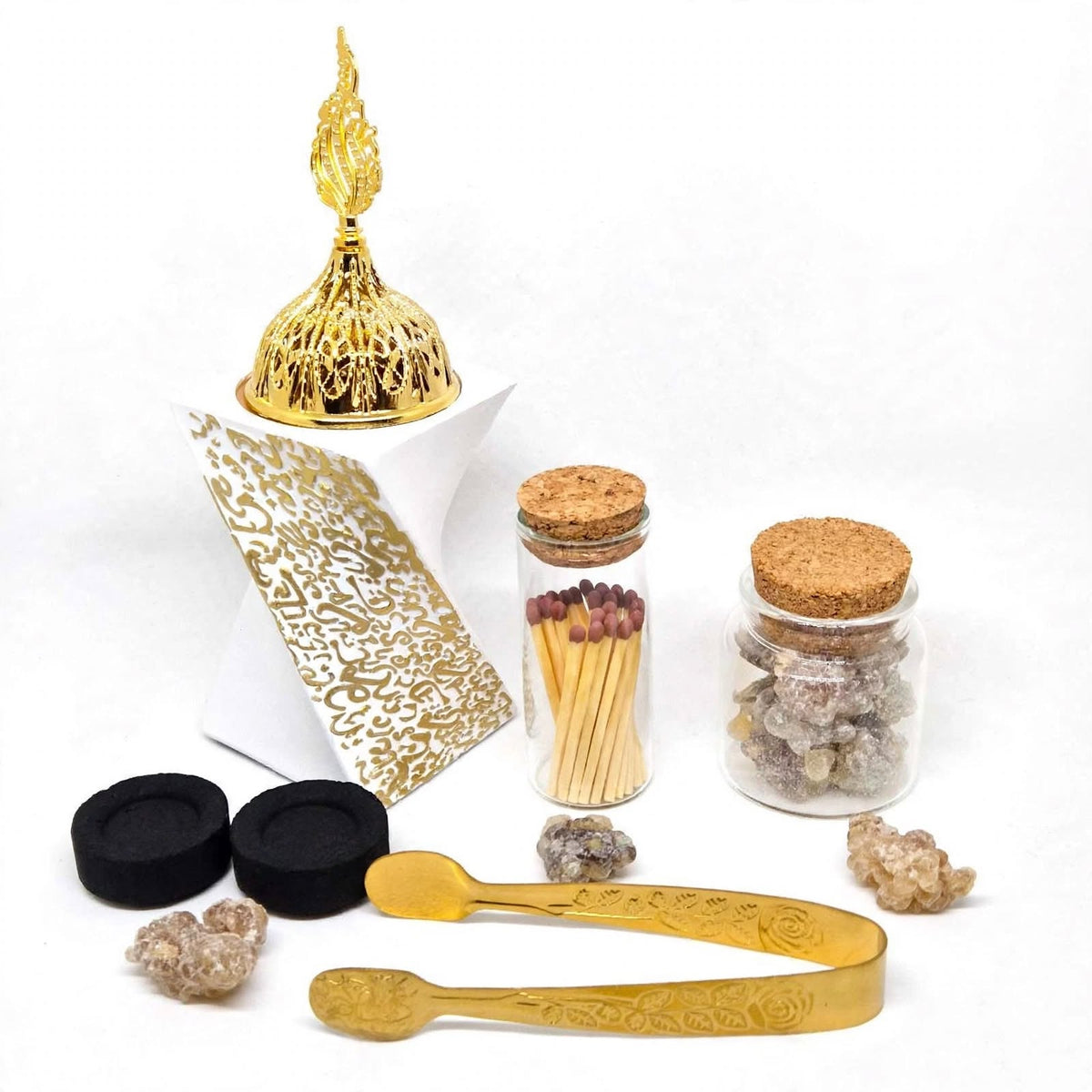 Arabic Incense Burner White Luxury Omani Luban Wellness Ritual Set