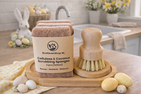 Eco Haven Kitchen Gift Set | Sustainable Cleaning Bundle | Mother’s Day & Easter Gift | Bamboo Brush & Coconut Sponges
