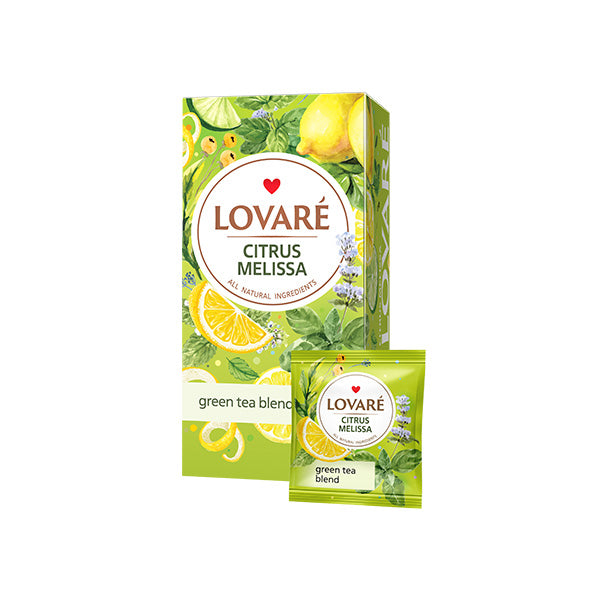 Lovaré Citrus Melissa – Premium Green Tea | 24 Individually Wrapped Tea Bags
