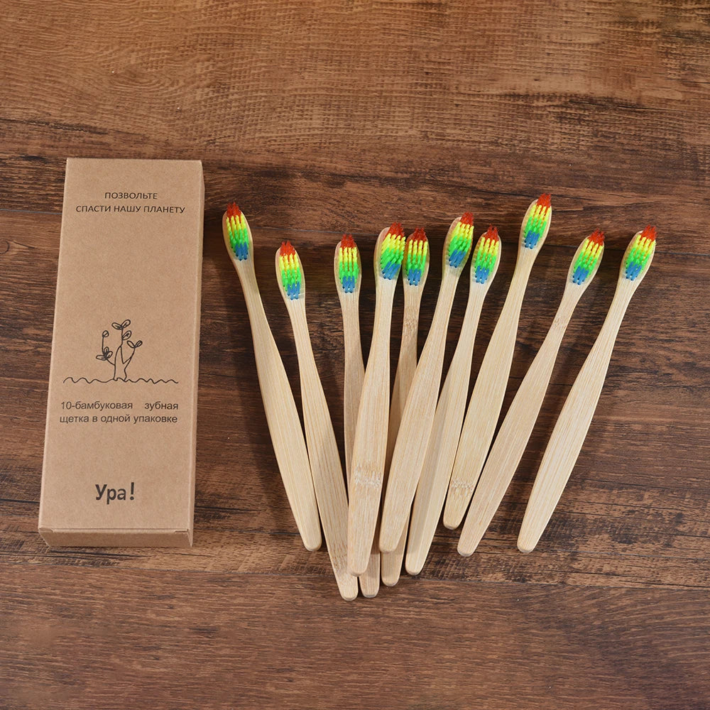 Bamboo World – 10-Piece Eco-Friendly Bamboo Toothbrush Set