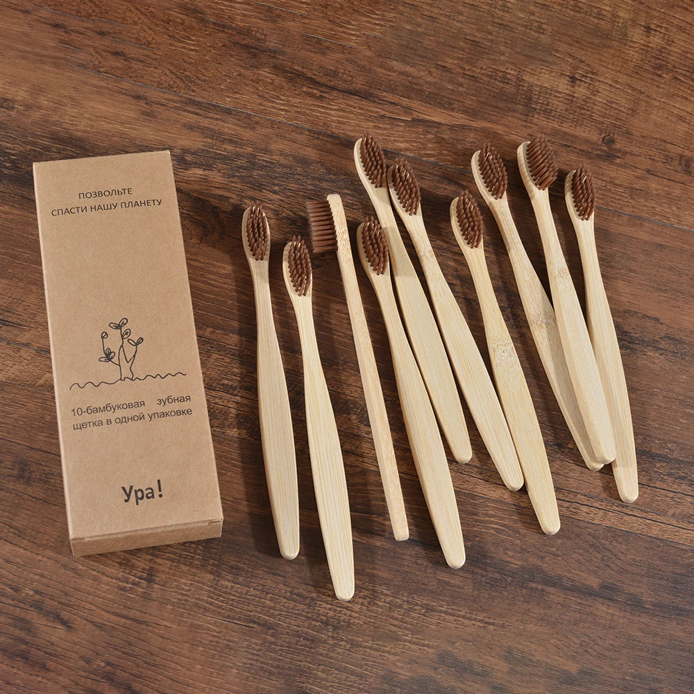 Bamboo World – 10-Piece Eco-Friendly Bamboo Toothbrush Set
