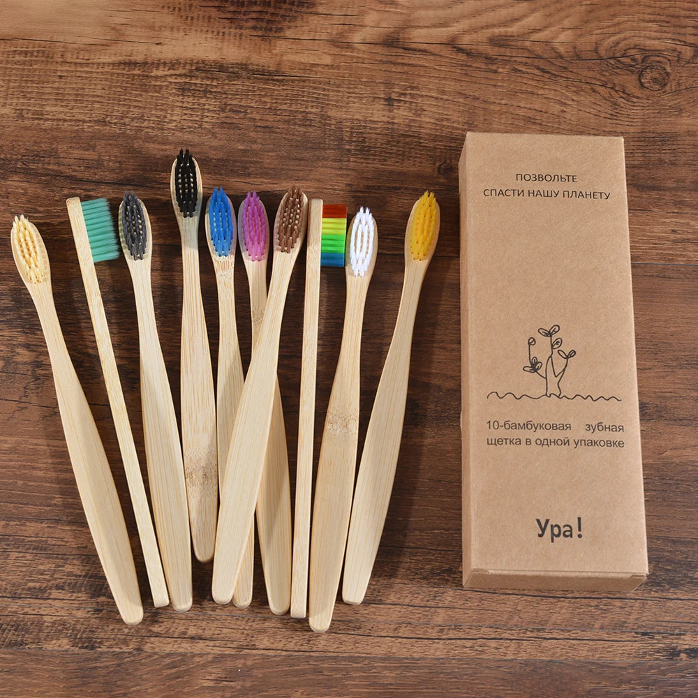 Bamboo World – 10-Piece Eco-Friendly Bamboo Toothbrush Set