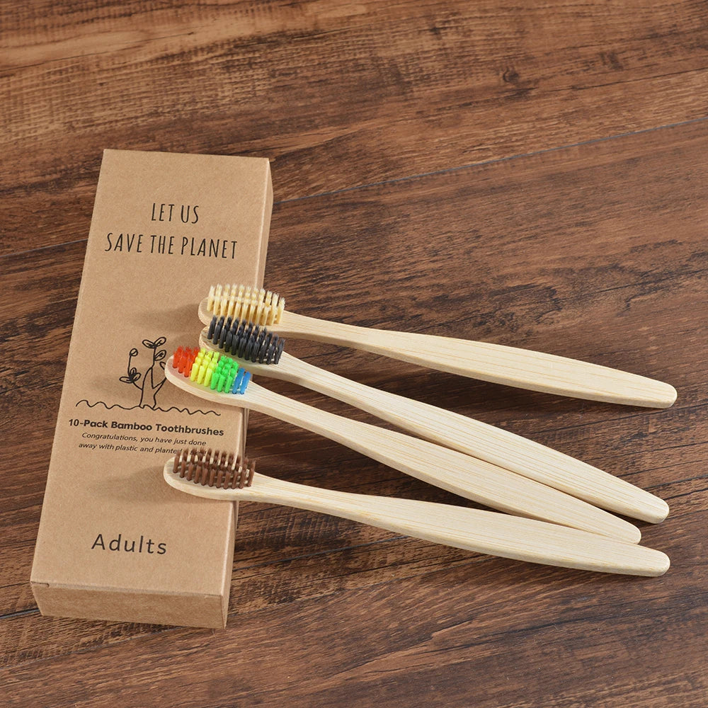 Bamboo World – 10-Piece Eco-Friendly Bamboo Toothbrush Set