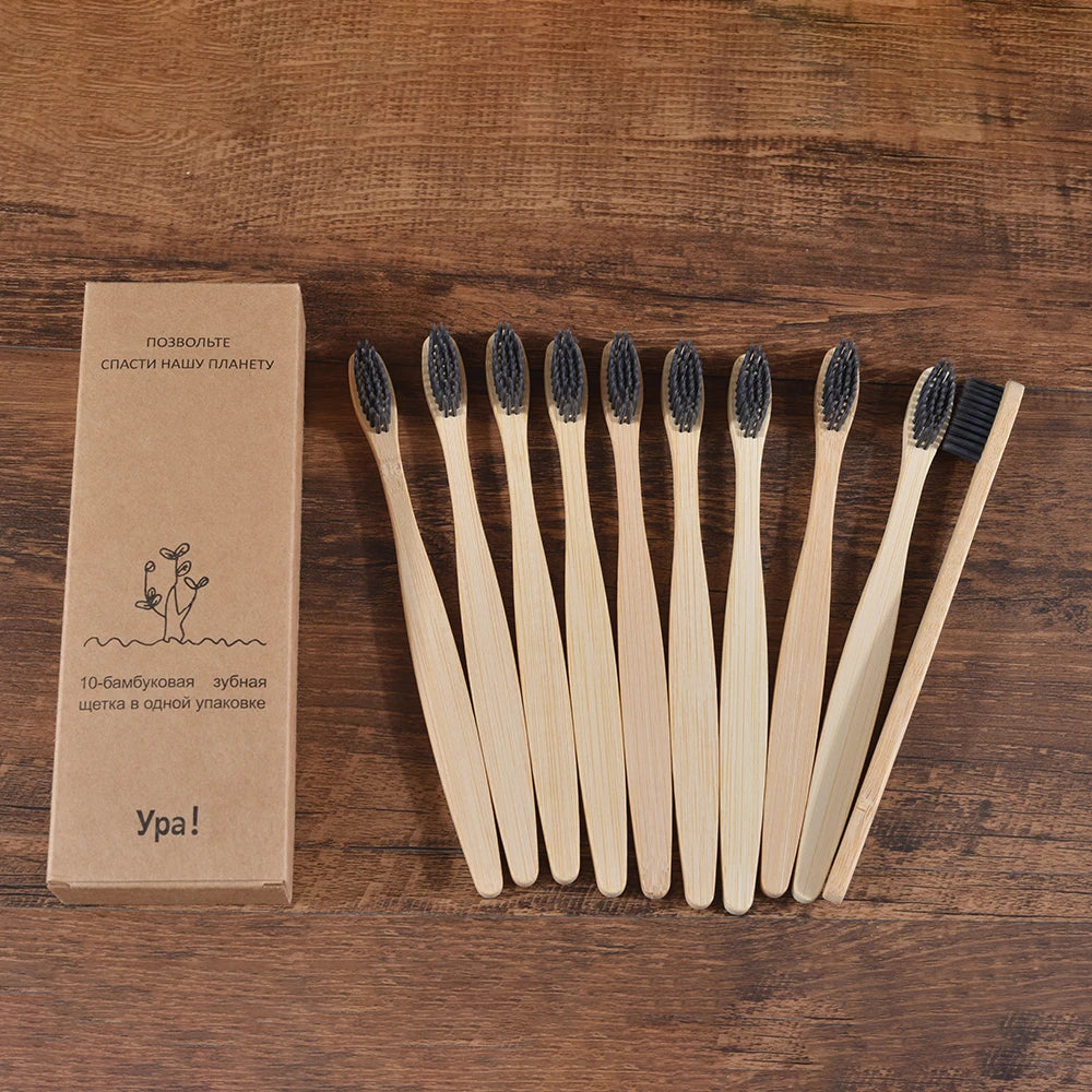 Bamboo World – 10-Piece Eco-Friendly Bamboo Toothbrush Set