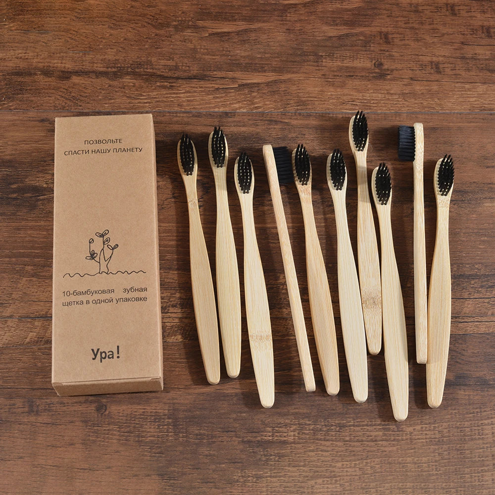 Bamboo World – 10-Piece Eco-Friendly Bamboo Toothbrush Set