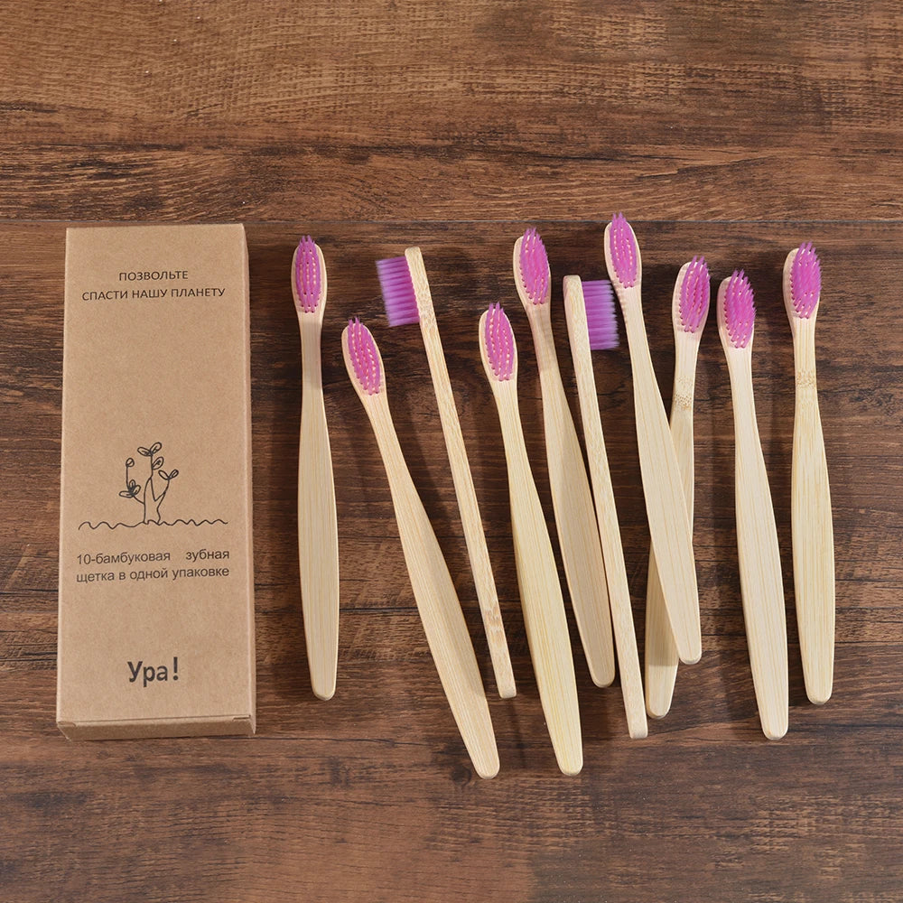 Bamboo World – 10-Piece Eco-Friendly Bamboo Toothbrush Set