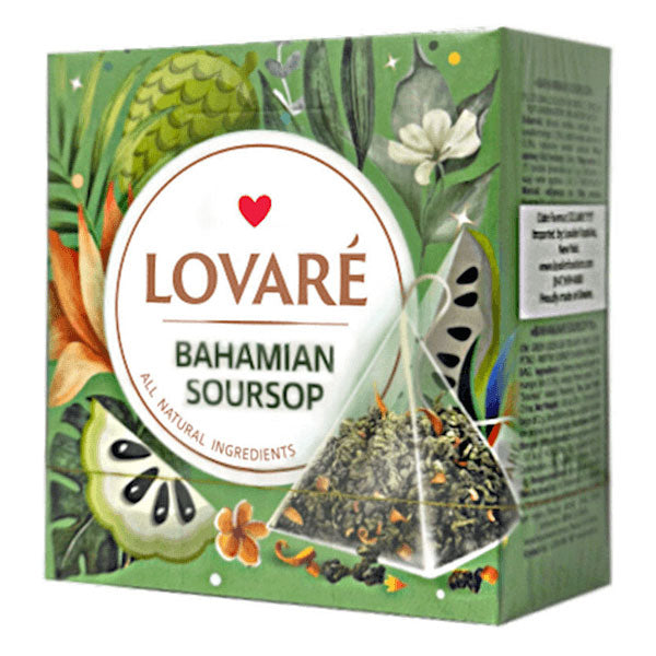 🌴 Lovaré Bahamian Soursop – Premium Green Tea | 15 Pyramid Tea Bags