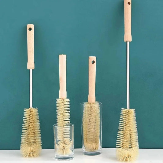 Bottle Brush Cleaner with Long Wooden Handle – For Cups, Bottles &amp; Jugs