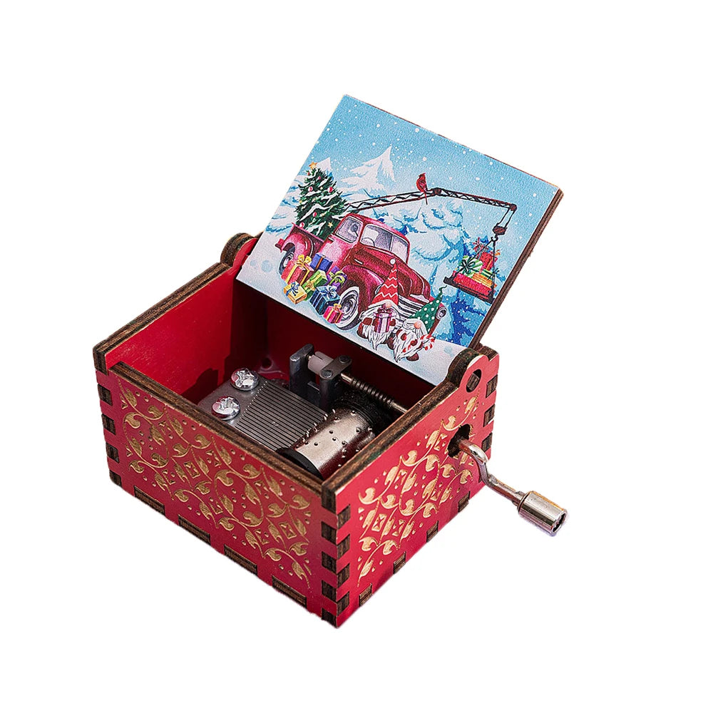 Wooden Hand-Crank Music Box – “We Wish You a Merry Christmas”