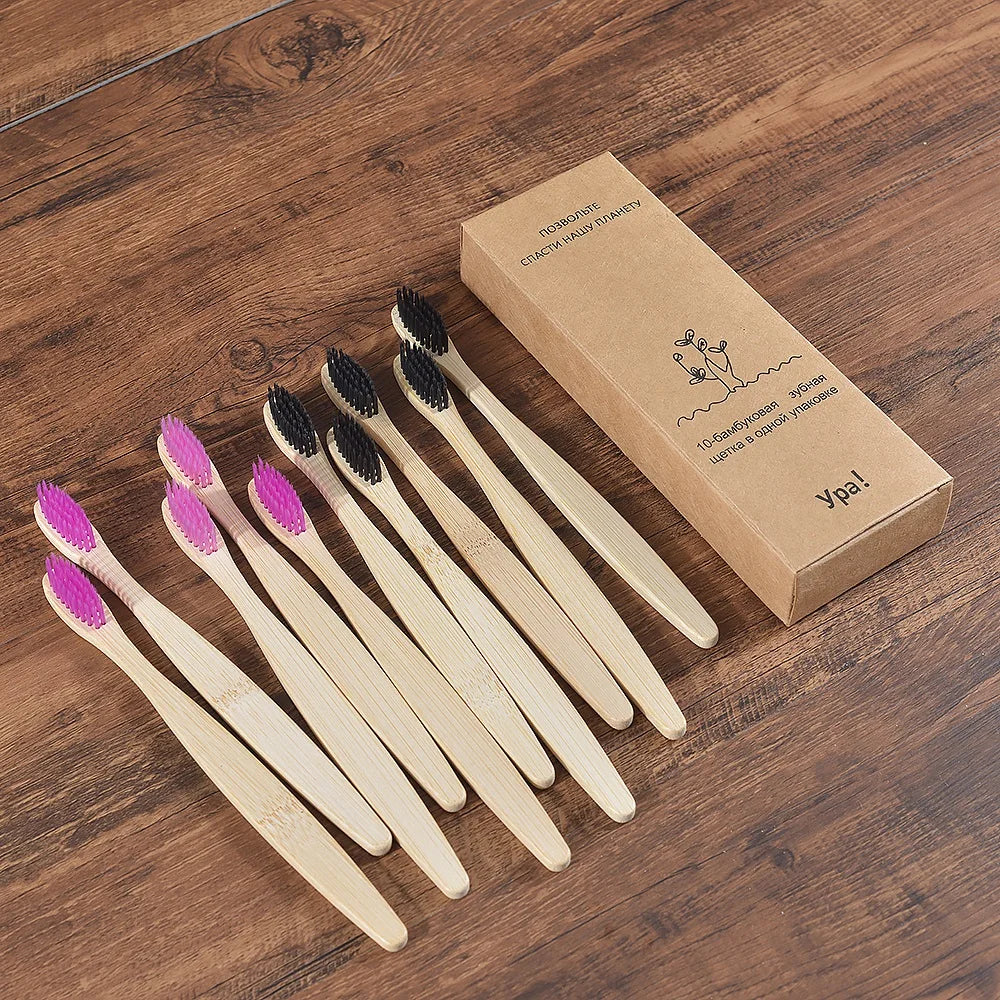 Bamboo World – 10-Piece Eco-Friendly Bamboo Toothbrush Set