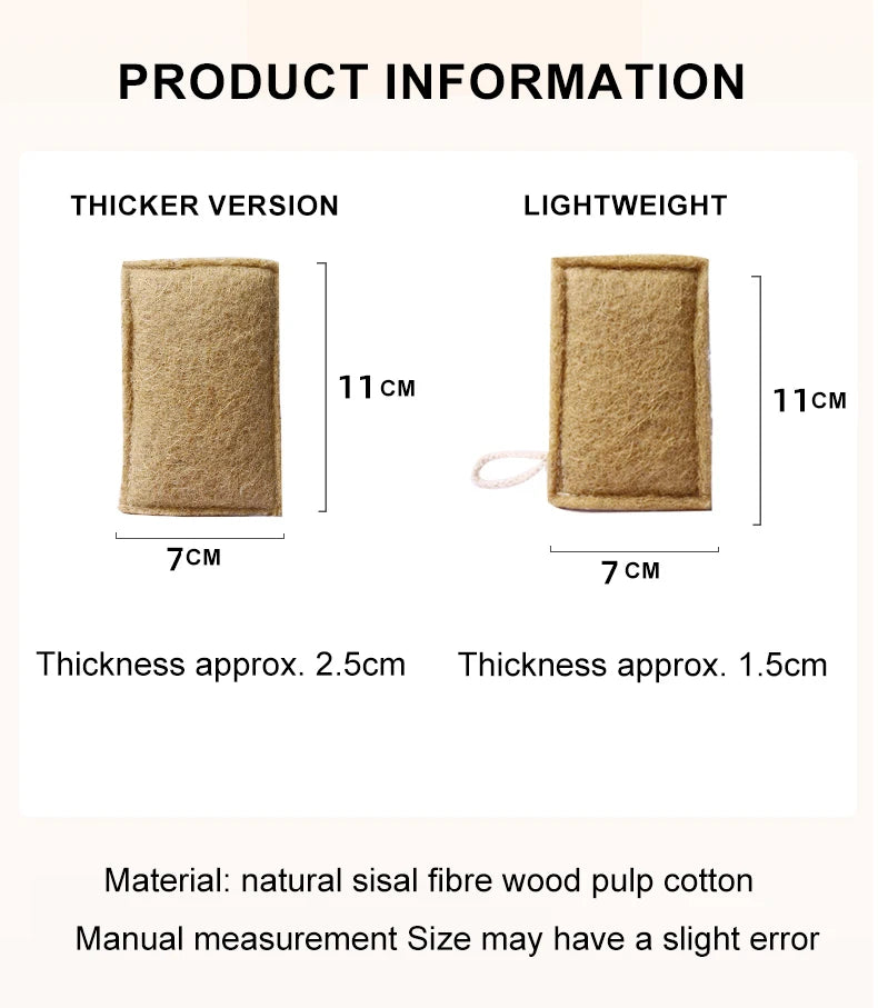 Natural Sisal & Wood Pulp Cotton Cleaning Pads  3PCS