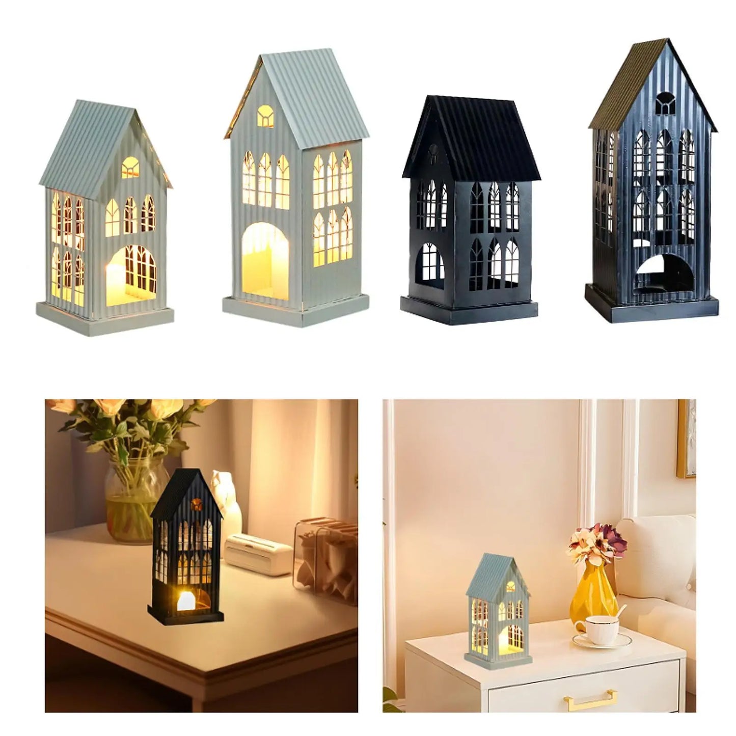 Rustic Village House Candle Holder – Iron Tealight Lantern