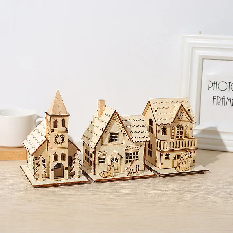 Mini LED Wooden House Ornament