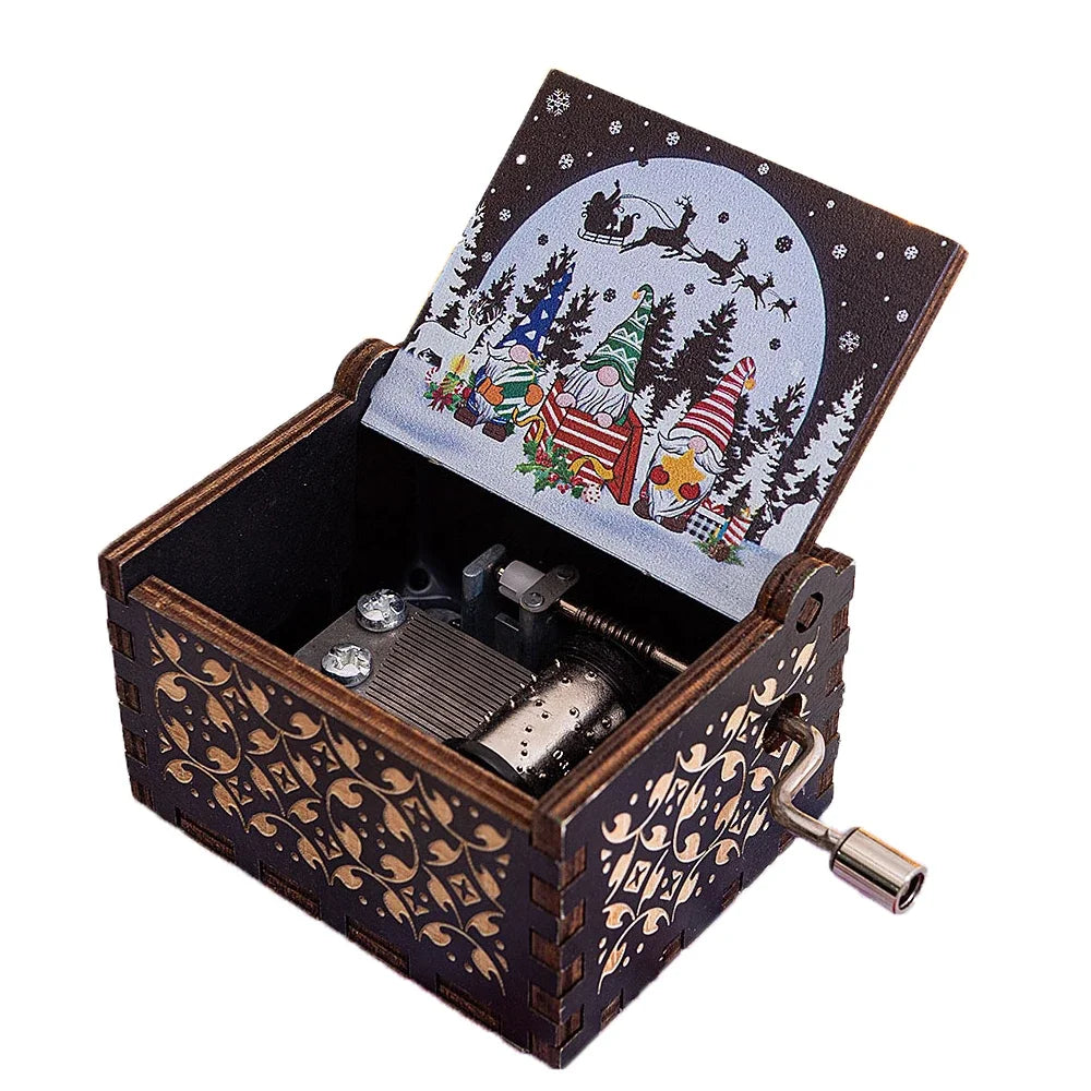 Wooden Hand-Crank Music Box – “We Wish You a Merry Christmas”