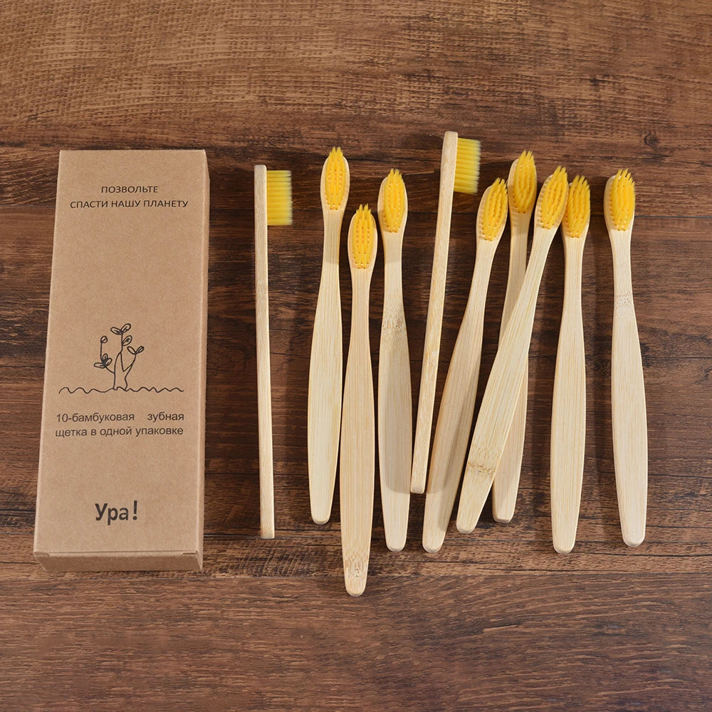 Bamboo World – 10-Piece Eco-Friendly Bamboo Toothbrush Set