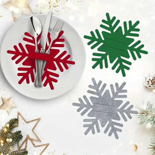 12pcs Christmas Felt Snowflake Tableware Pads