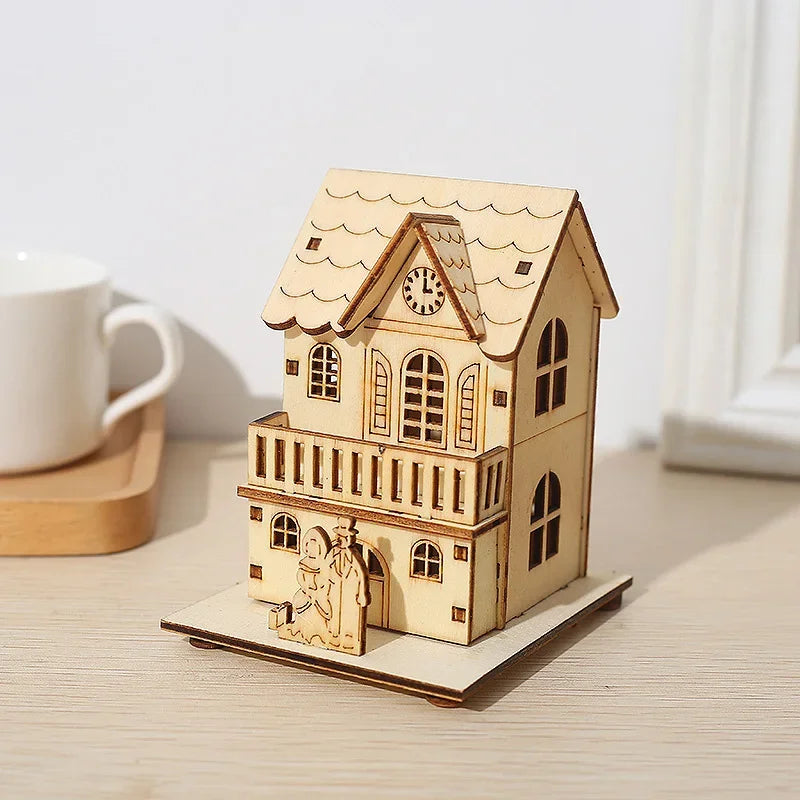 Mini LED Wooden House Ornament