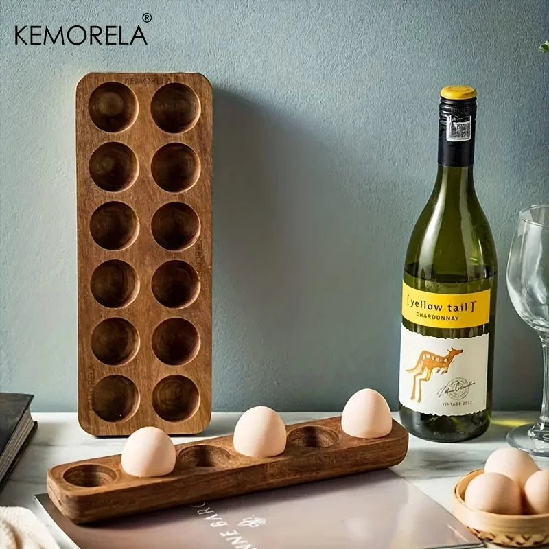 Modern Wooden Egg Storage Box - Multi-Compartment Kitchen Organizer
