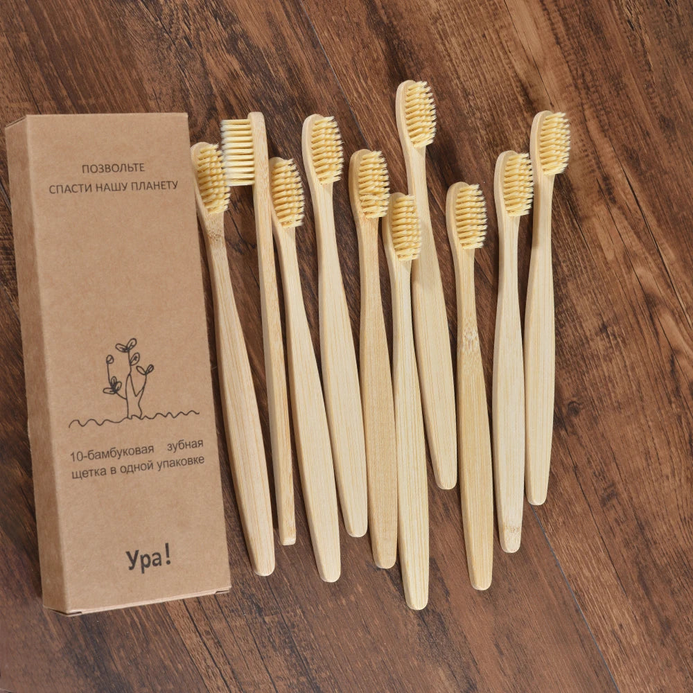 Bamboo World – 10-Piece Eco-Friendly Bamboo Toothbrush Set