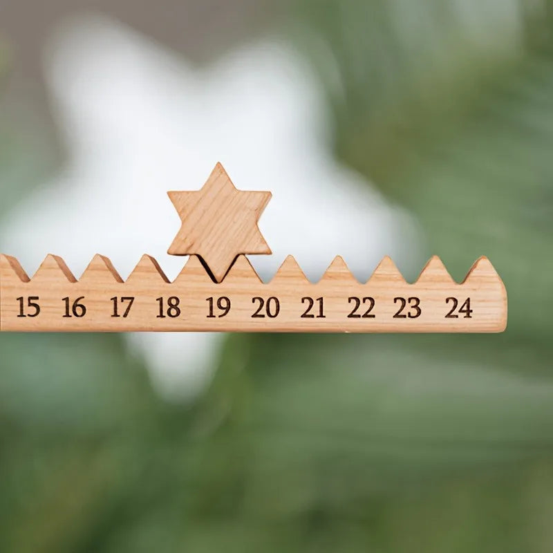 Wooden Boxwood Christmas Advent Calendar – Star Design